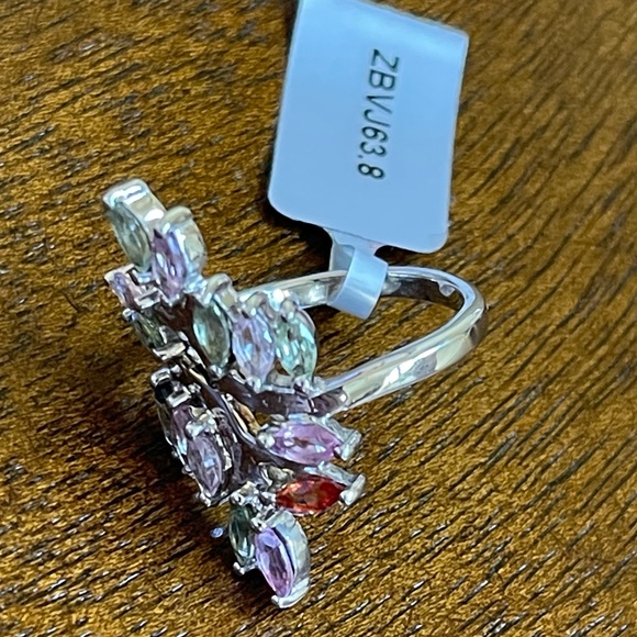 NWT RAINBOW SAPPHIRE RING. .925 STERLING SILVER. Size 8. W/Cert Authenticity! - Picture 5 of 6